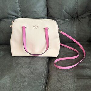 Kate Spade New York Leather Satchel Crossbody Bag Pink & Cream